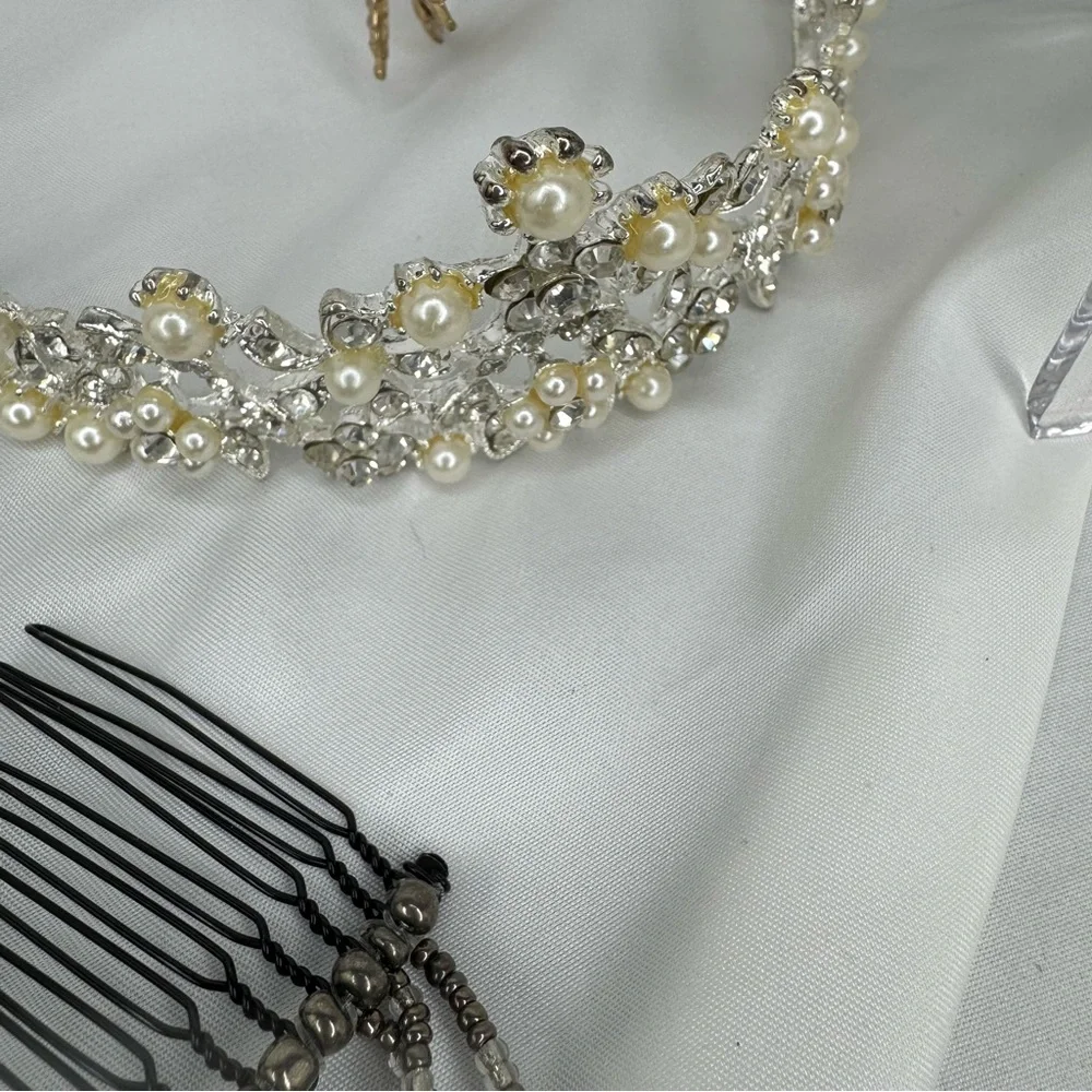 Elegant Gold and Silver Hair Accessories Set including Crowns fir the Princess